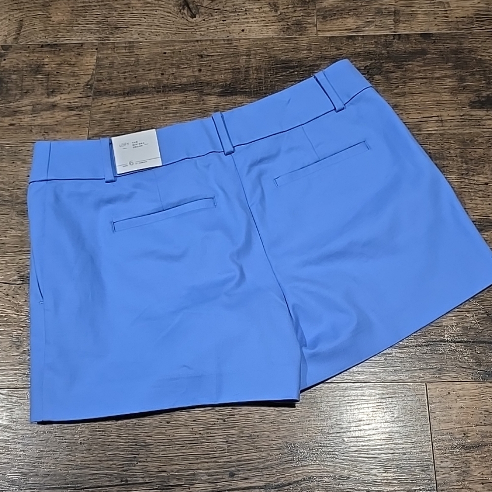 LOFT Periwinkle Blue Stretch Cotton Blend Shorts - Picture 3 of 5